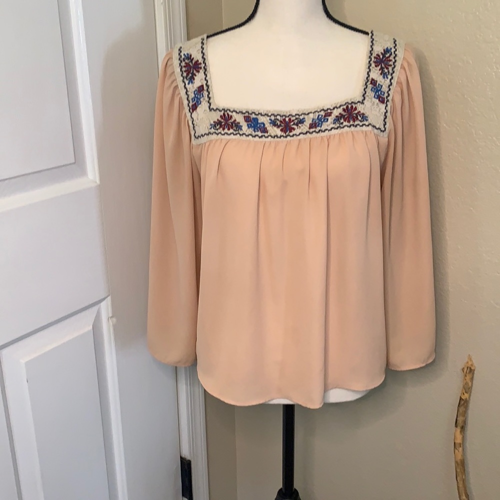 Flying Tomato | Boho Flowy Embroidered Top |  Large